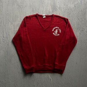 Vintage Bismarck High Booster Sweater‎ Large Red 1970s V-Neck Devil